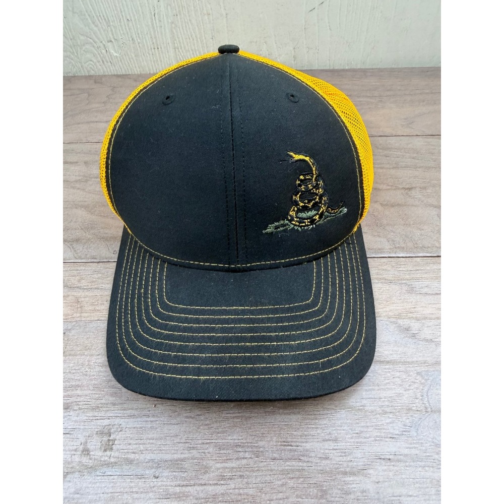 Richardson Style 112 Men's Black Yellow Gadsden Snake Trucker Hat Cap